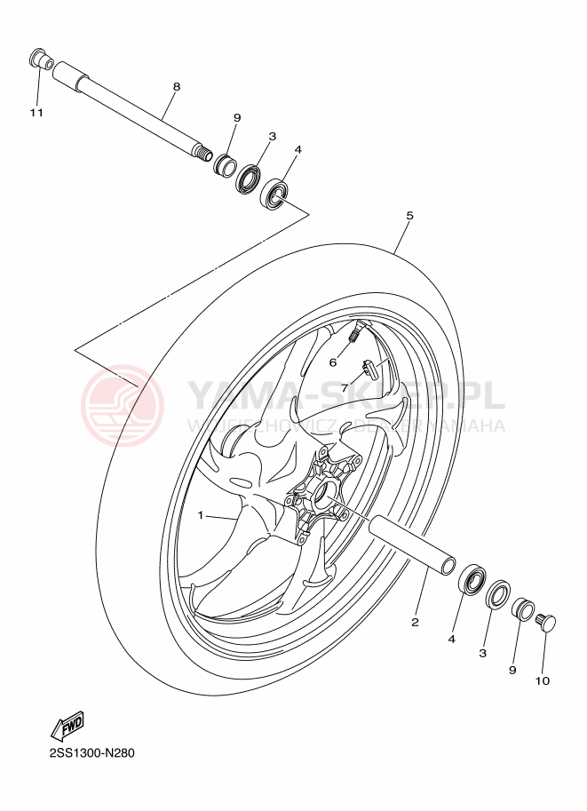 Schemat "Koło przód" do Yamaha XVS1300CU
