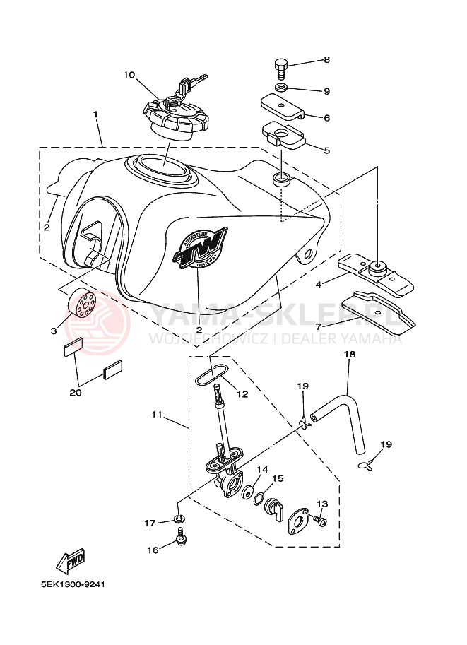 Schemat "zbiornik paliwa" do Yamaha TW125