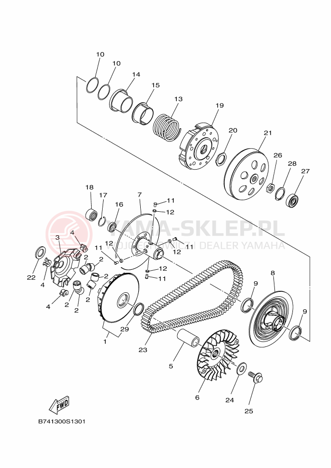 Schemat "sprzęgło" do Yamaha X-MAX 300