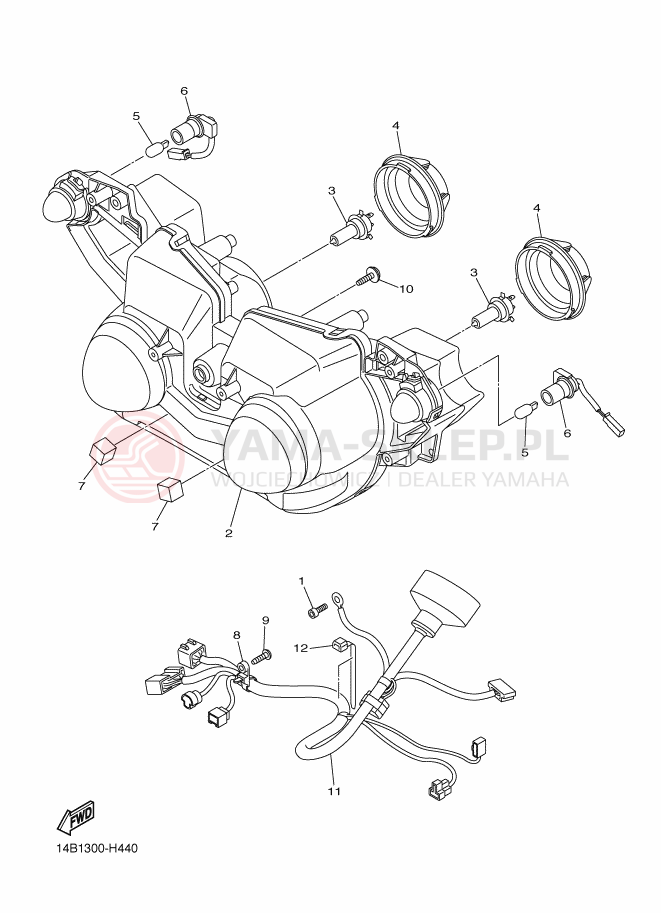 Schemat "Lampa przód" do Yamaha YZF-R1