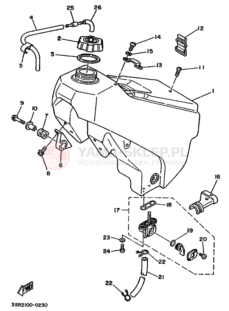 Schemat "zbiornik paliwa" do Yamaha YZ125