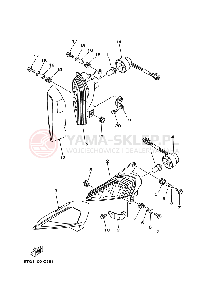Schemat "Lampa przód" do Yamaha YFZ450X