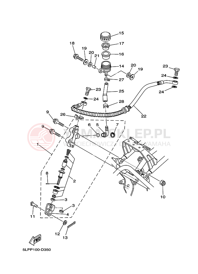 Schemat "Pompa hamulcowa tył" do Yamaha YFM660RT