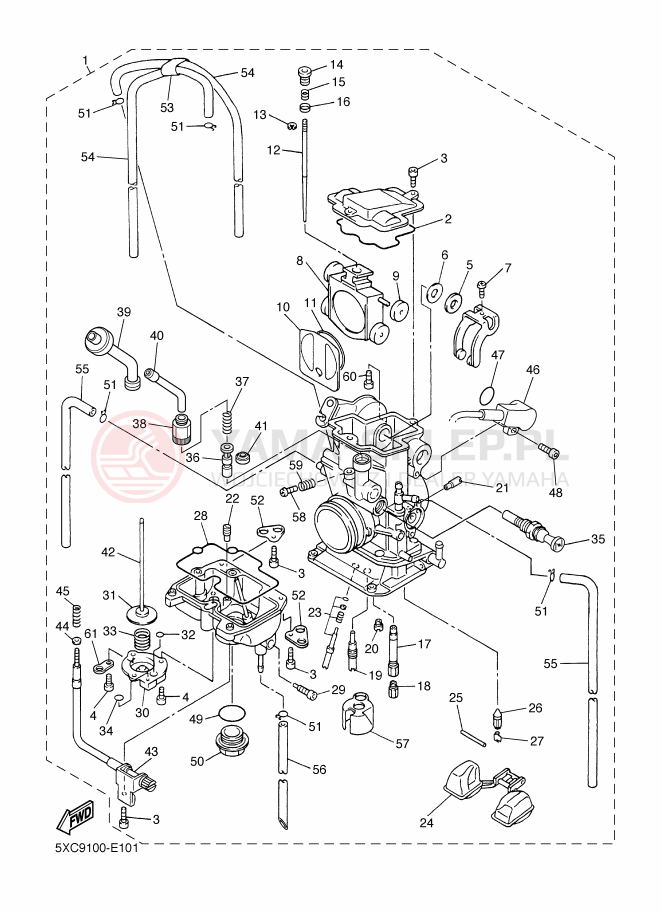 Schemat "Gaźnik" do Yamaha YZ250F