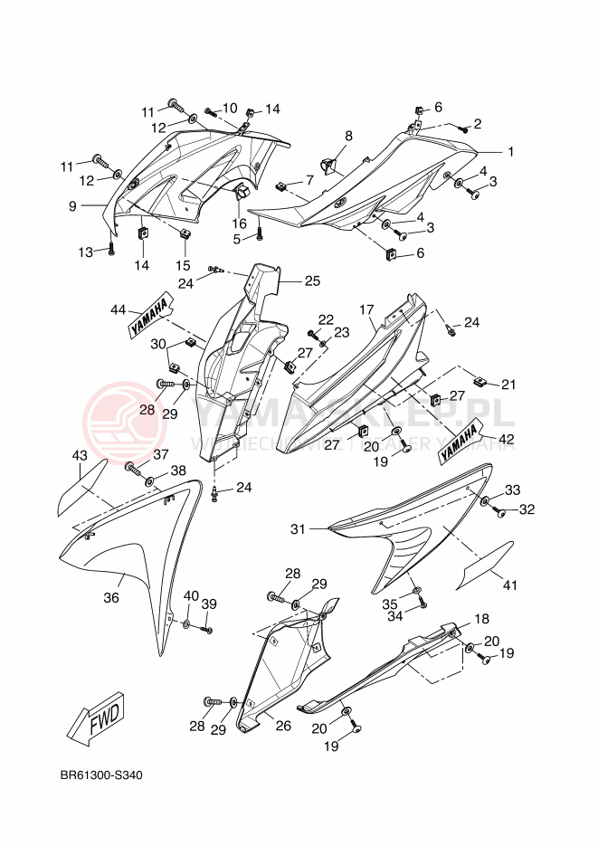 Schemat "elementy nadwozia" do Yamaha YZF-R125 ABS