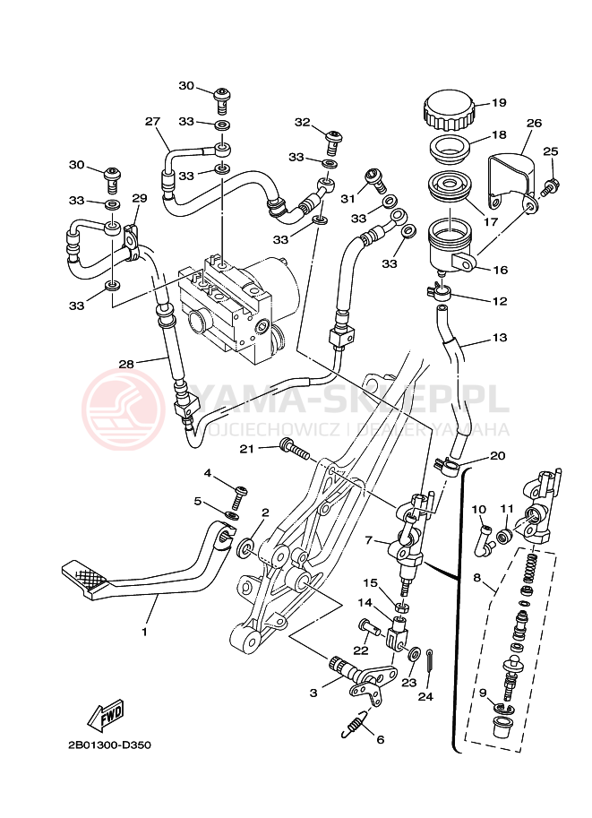 Schemat "Pompa hamulcowa tył" do Yamaha TDM900A