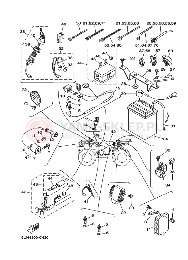 Schemat "układ elektryczny" do Yamaha BRUIN 4WD