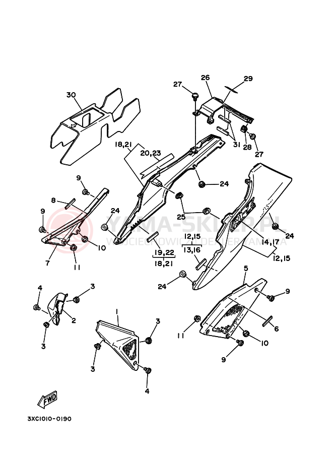Schemat "Pokrywa boczna" do Yamaha R1-Z