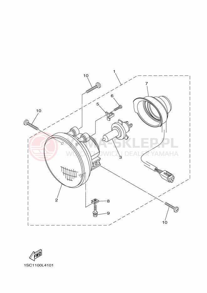 Schemat "Lampa przód" do Yamaha YFM300