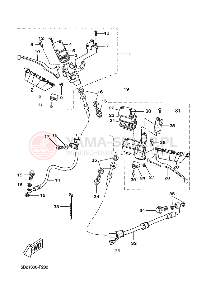 Schemat "CYLINDER MASTER" do Yamaha VP250
