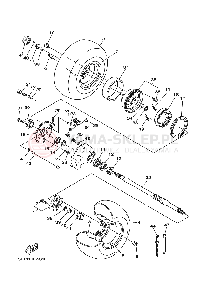 Schemat "Koło tył" do Yamaha YFM350FWB