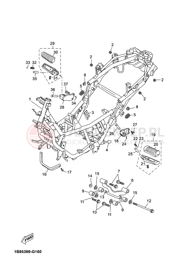 Schemat "rama" do Yamaha X-MAX 125