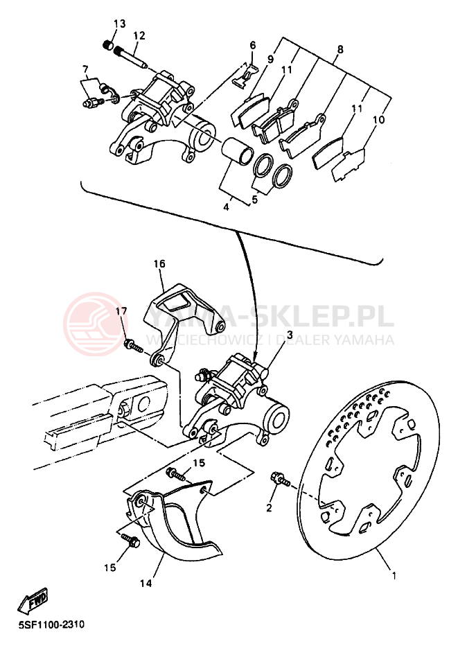 Schemat "Zacisk hamulcowy tylny" do Yamaha YZ426F