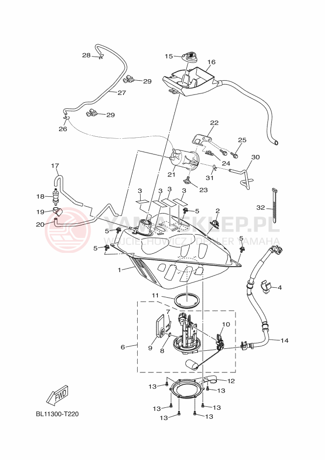 Schemat "zbiornik paliwa" do Yamaha X-MAX 400 ABS