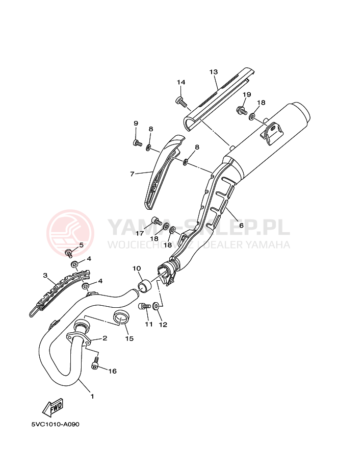 Schemat "Wydech końcowy" do Yamaha TW225E