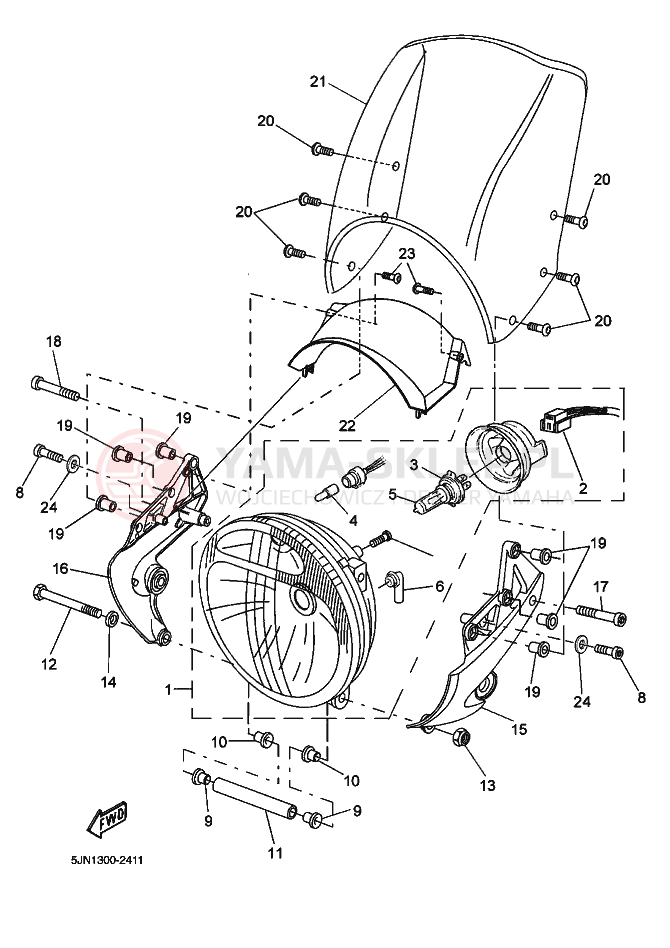 Schemat "Lampa przód" do Yamaha BT1100
