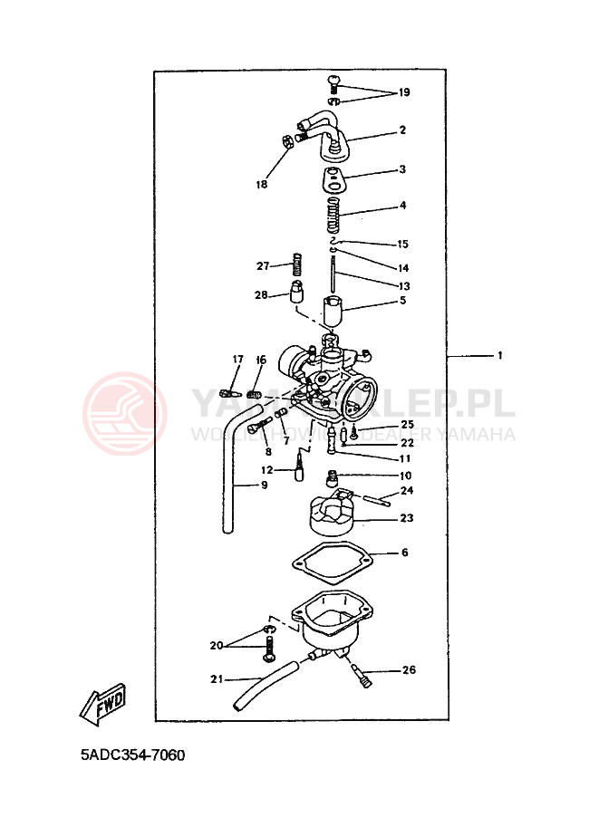 Schemat "GAŹNIK" do Yamaha OVETTO 50