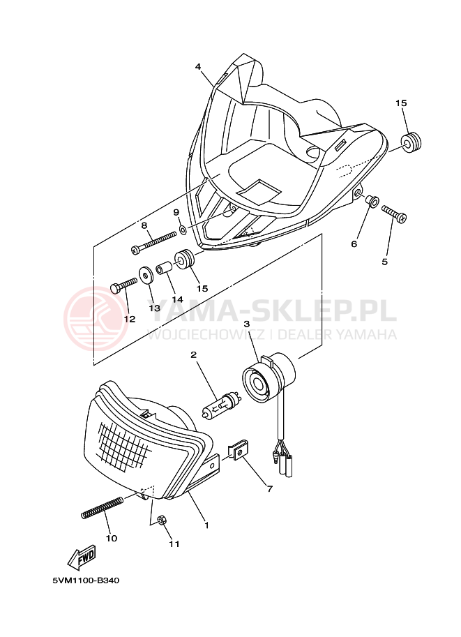 Schemat "Lampa przód" do Yamaha BLASTER