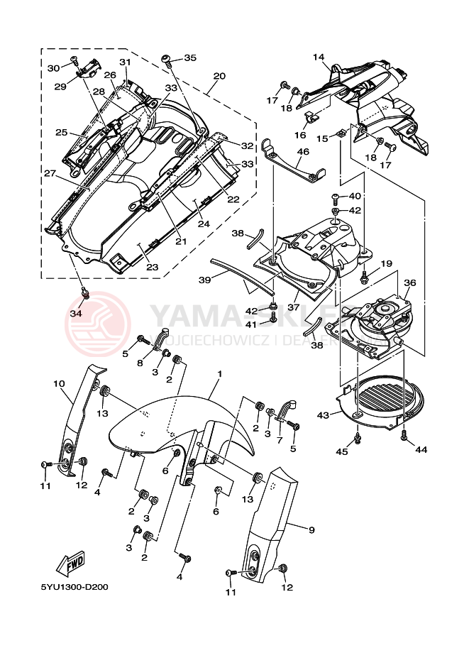 Schemat "błotnik" do Yamaha MT01
