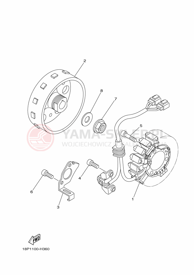 Schemat "prądnica" do Yamaha YFZ450R