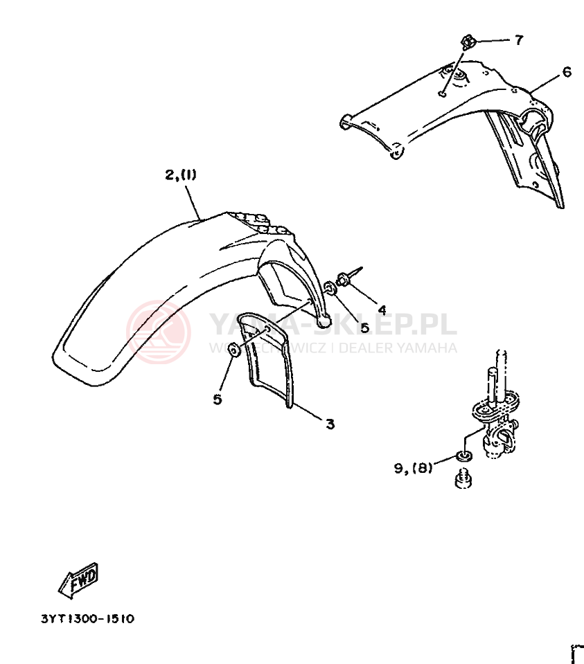 Schemat "Zawieszenie przód" do Yamaha XT350