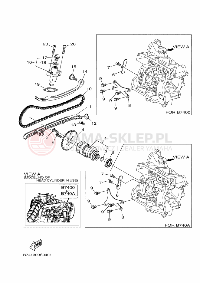 Schemat "Rozrząd - łańcuszek" do Yamaha X-MAX 300