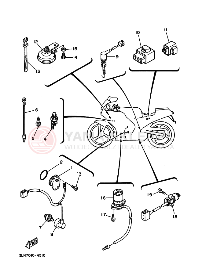 Schemat "układ elektryczny" do Yamaha FZR250R