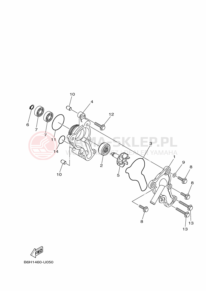 Schemat "Pompa wody" do Yamaha NMAX 125