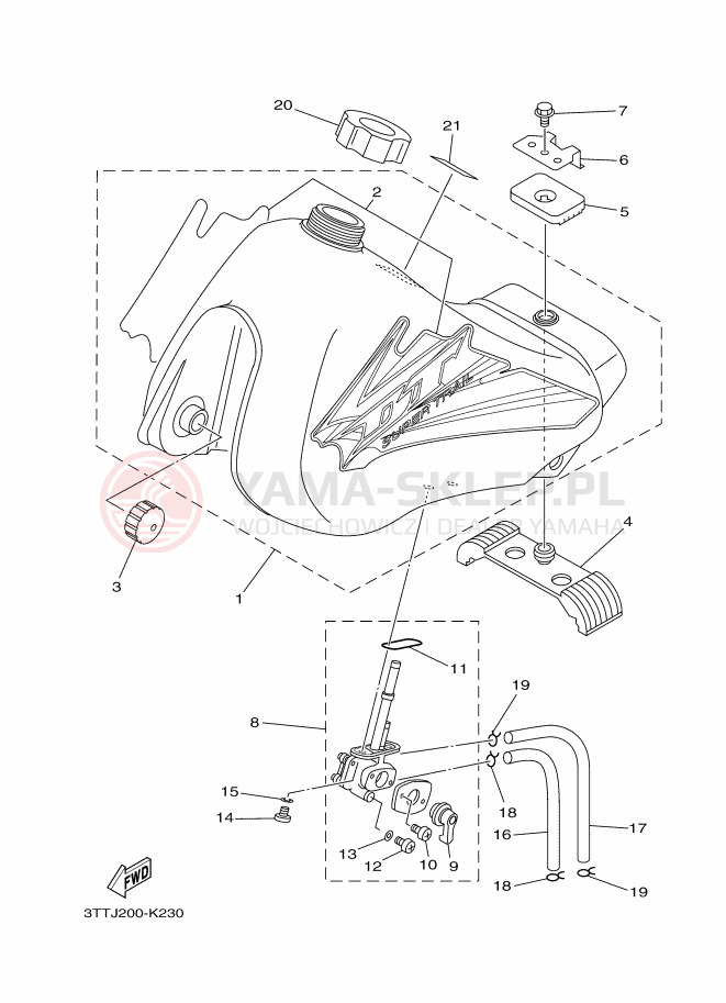 Schemat "zbiornik paliwa" do Yamaha DT175