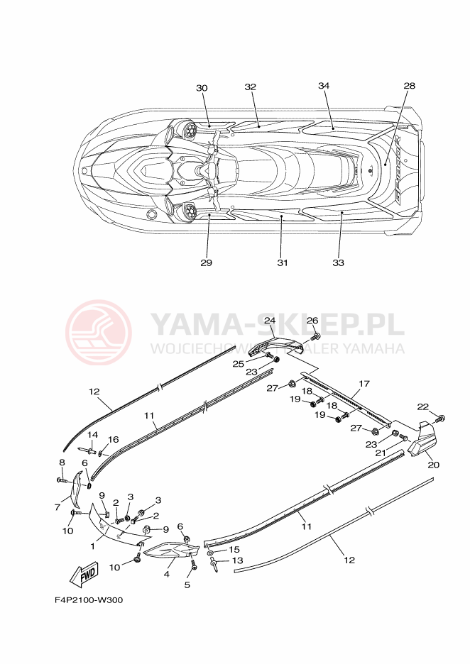 Schemat "GUNWALE - MAT" do Yamaha GP1800D-W