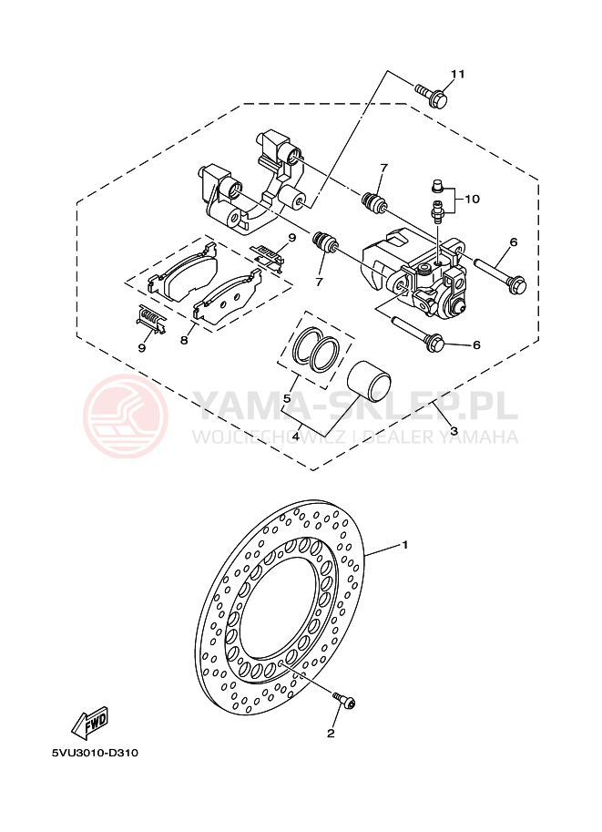 Schemat "Zacisk hamulcowy tylny" do Yamaha TMAX