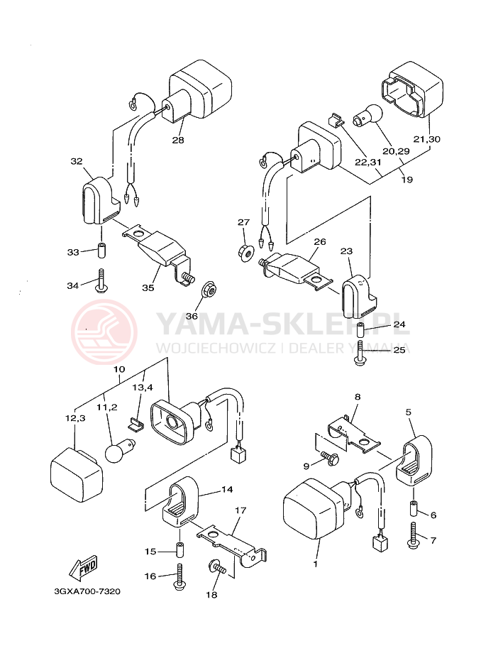 Schemat "kierunkowskazy" do Yamaha AG200F