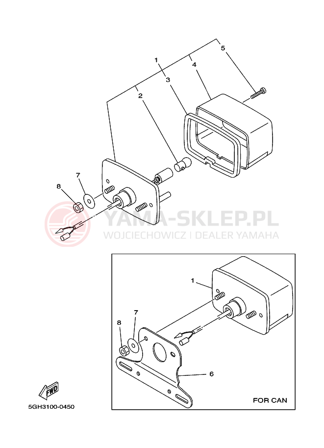 Schemat "lampa tył" do Yamaha YFM400FA