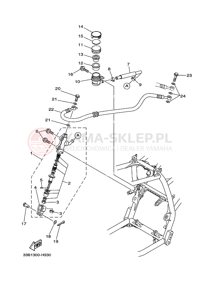 Schemat "Pompa hamulcowa tył" do Yamaha YFM250R
