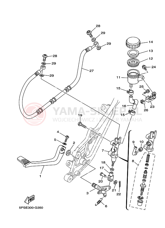 Schemat "Pompa hamulcowa tył" do Yamaha TDM900