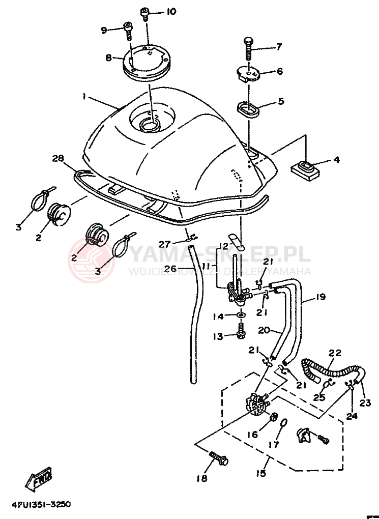 Schemat "zbiornik paliwa" do Yamaha TDR125