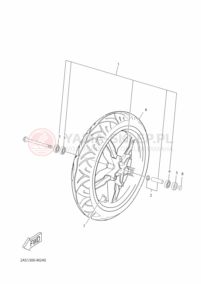 Schemat "Koło przód" do Yamaha TZR50