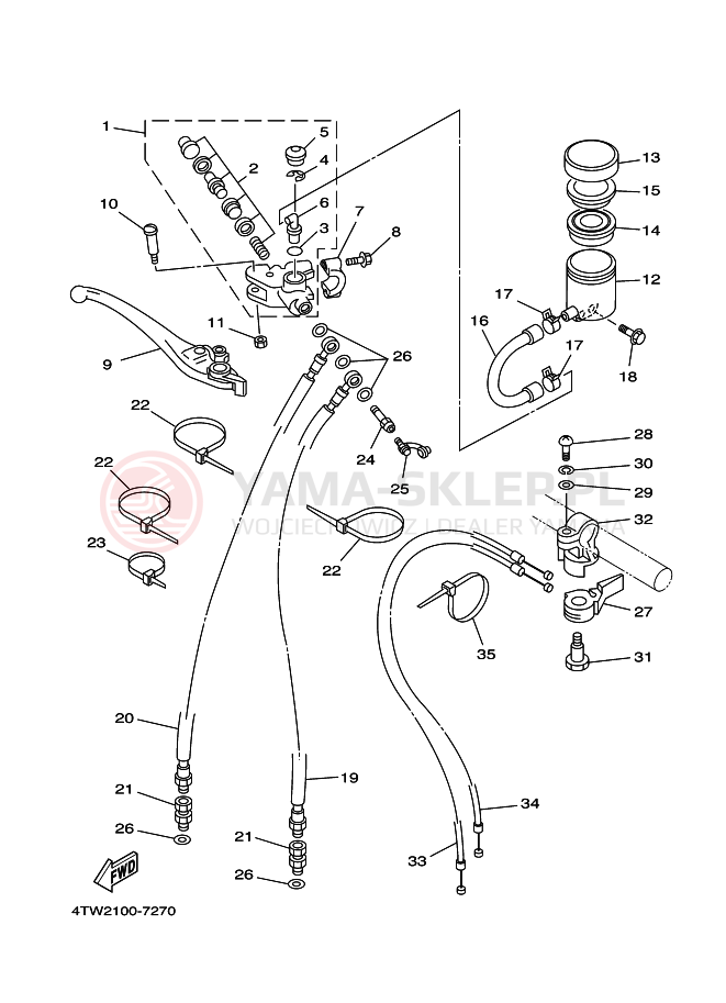 Schemat "Pompa hamulcowa przednia" do Yamaha TZ250