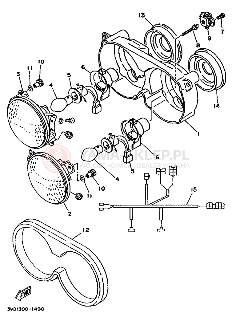 Schemat "Lampa przód" do Yamaha TDM850