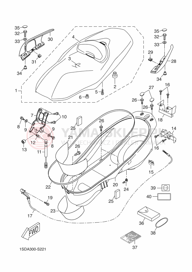 Schemat "siedzenie" do Yamaha X-MAX 400 ABS