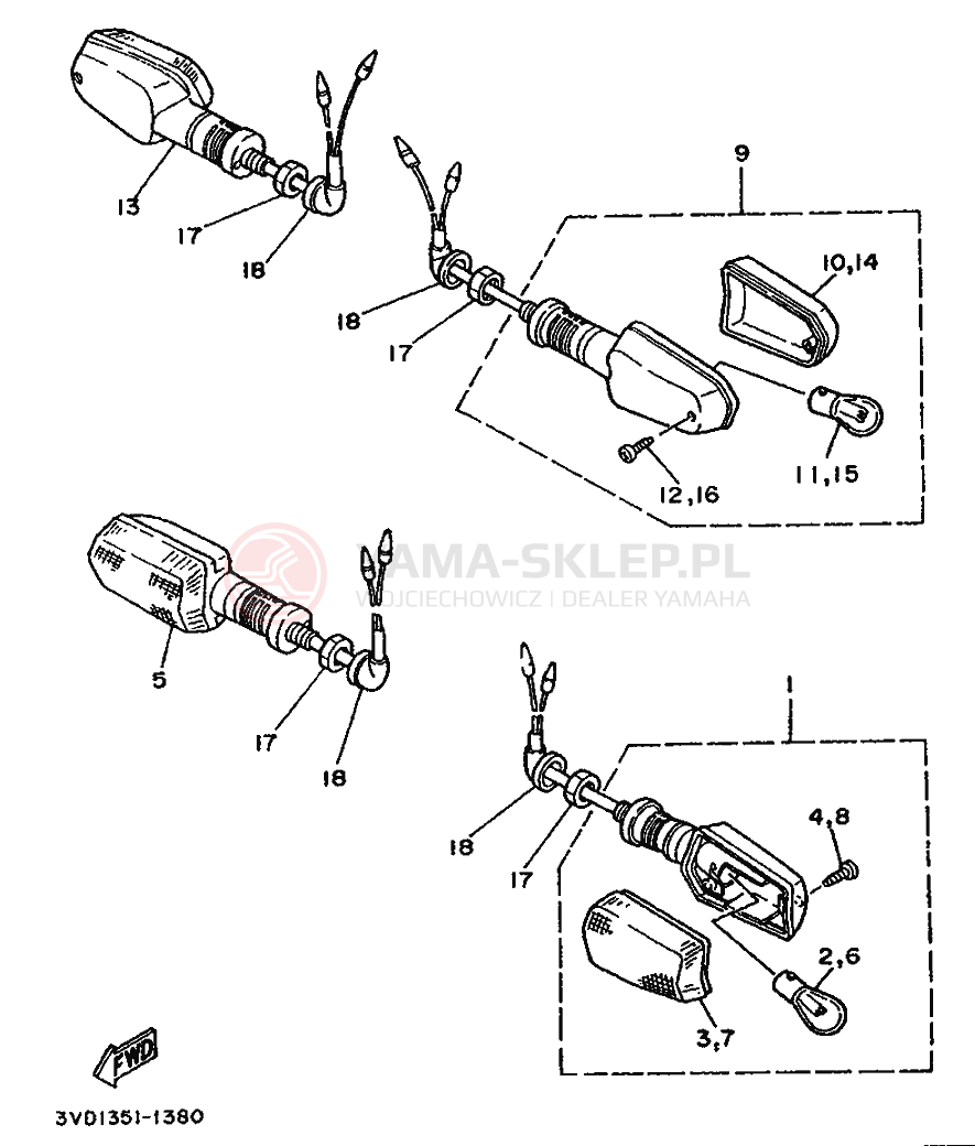 Schemat "kierunkowskazy" do Yamaha TDM850