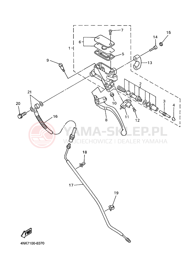 Schemat "Pompa hamulcowa przednia" do Yamaha XVZ1300A ROYALSTAR