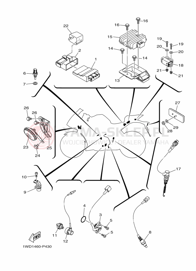 Schemat "układ elektryczny" do Yamaha YZF-R25