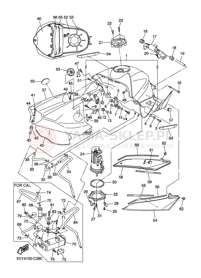 Schemat "zbiornik paliwa" do Yamaha YZF-R1 YZF-R1S R1