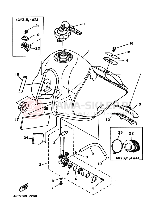 Schemat "zbiornik paliwa" do Yamaha TT250R
