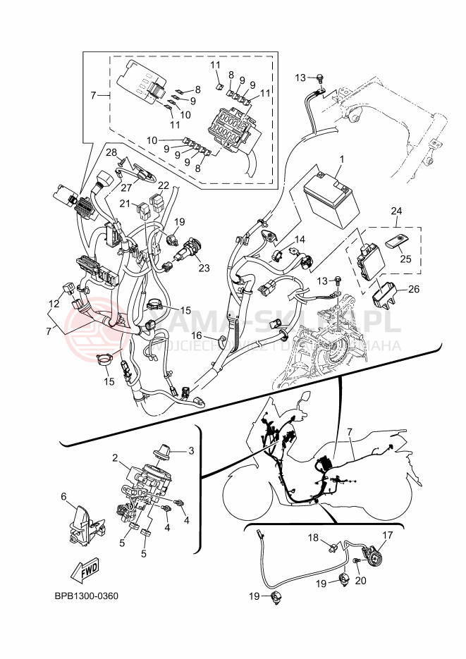 Schemat "układ elektryczny" do Yamaha NMAX 125