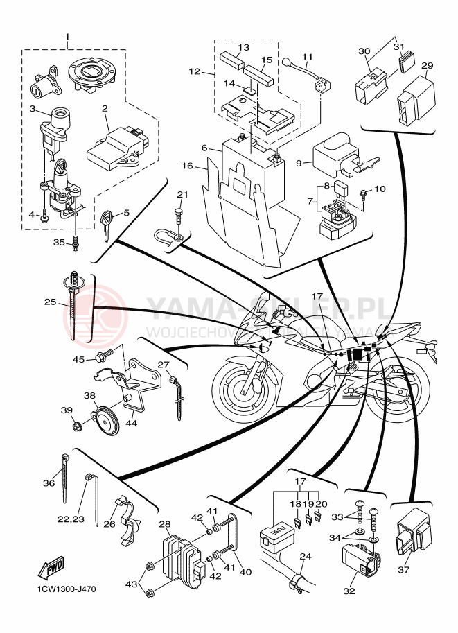 Schemat "układ elektryczny" do Yamaha XJ6F