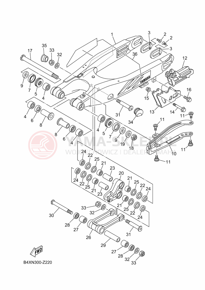 Schemat "wahacz" do Yamaha YZ125