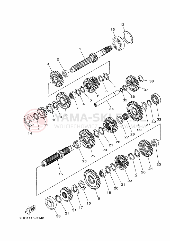Schemat "Skrzynia biegów " do Yamaha YXZ1000R SE