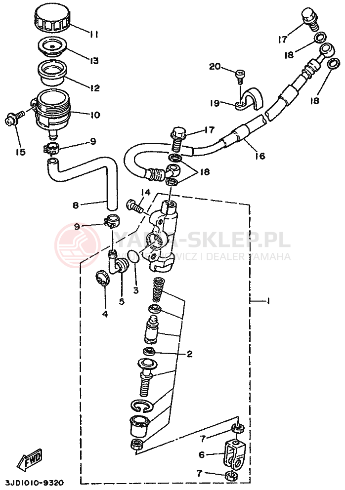 Schemat "Pompa hamulcowa tył" do Yamaha YZ250WR WIDE RATIO YZ250